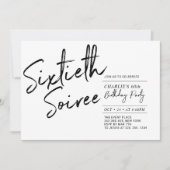 Zwart | Sixty Soiree Modern 60ste verjaardagsfeest Kaart (Voorkant)