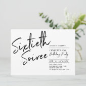 Zwart | Sixty Soiree Modern 60ste verjaardagsfeest Kaart (Staand voorkant)
