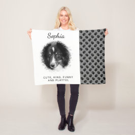 Zwart sjabloon voor foto's van huisdieren met teks fleece deken