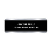 Zwart Sjabloon Zilveren Kijk Modern Return-adres Etiket (Voorkant)