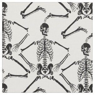 Zwart Skelet Dansen op witte achtergrond Stof