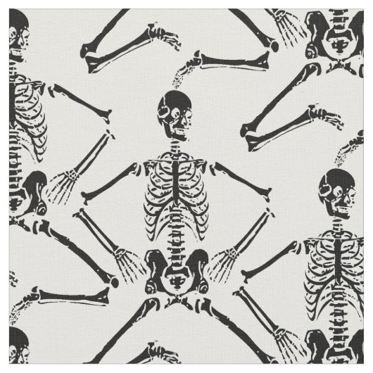 Zwart Skelet Dansen op witte achtergrond Stof (Close Up)