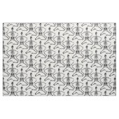 Zwart Skelet Dansen op witte achtergrond Stof (Fat Quarter)