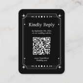 Zwart Skelet Halloween Bruiloft RSVP QR Code Informatiekaartje (Voorkant)