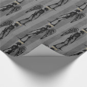 Zwart Skelet met gouden Halo en Wings Gothic Cadeaupapier (Hoek)