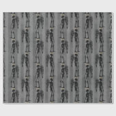 Zwart Skelet met gouden Halo en Wings Gothic Cadeaupapier (Vlak)