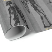 Zwart Skelet met gouden Halo en Wings Gothic Cadeaupapier (Rol Hoek)