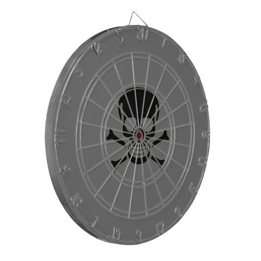 Zwart Skull grijs dartboard Dartbord (Voorkant Links)
