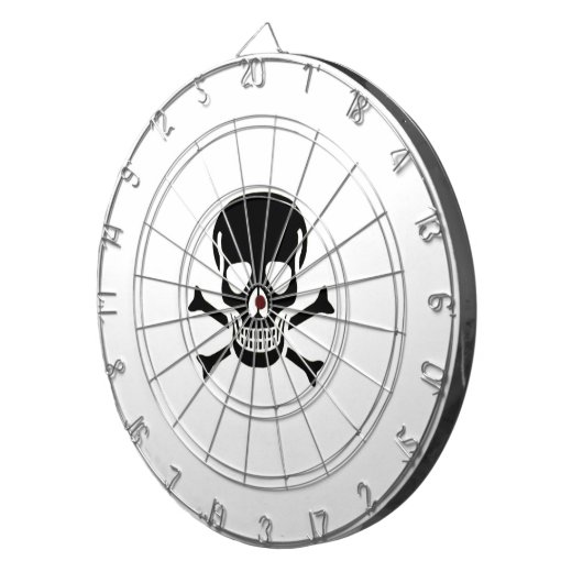 Zwart Skull wit dartboard Dartbord (Voorkant Rechts)