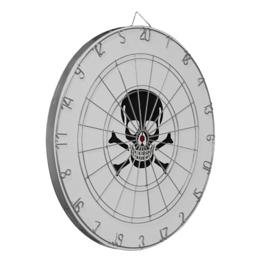 Zwart Skull wit dartboard Dartbord (Voorkant Links)