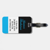 Zwart, Sky Blue Monogram, persoonlijk aanpassen Bagagelabel (Achterkant horizontaal)