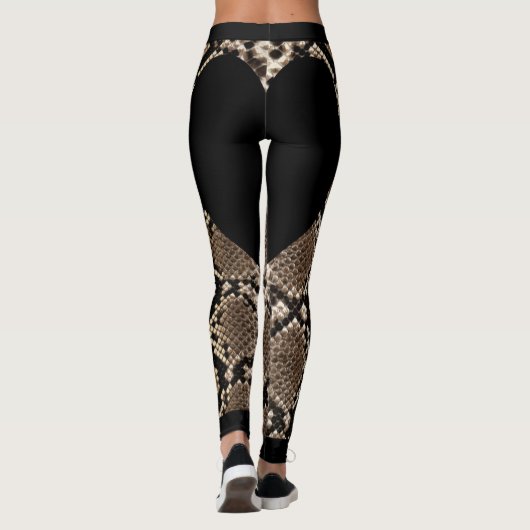 Zwart Slangenhuid Hart Leggings (Achterkant)