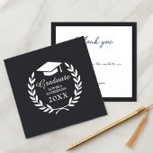 Zwart Slank Afstuderen Laurel Wreath School Emblee Bedankkaart