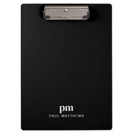Zwart Slank Custom Monogram en Naam Klembord