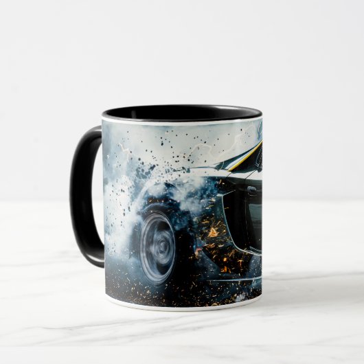 Zwart Slank Drifting Sportwagen Auto Mok (Voorkant links)