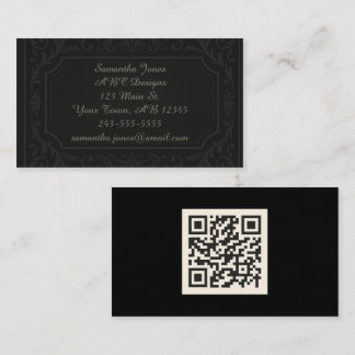 Zwart Slank Geraffineerd QR Code Visitekaartje