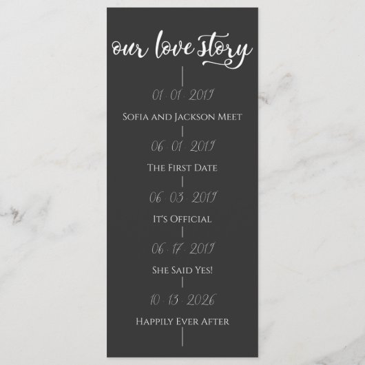 Zwart Slank Modern Bruiloft Reisschema Programma D Programmakaart (Achterkant)