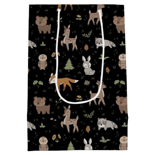 Zwart Sleepy Little Woodland Critters Medium Cadeauzakje (Achterkant)