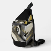 Zwart Sling Bag Trend Abstract Art Wit Goud (Rechterhoek)