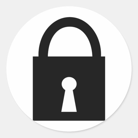zwart slotpictogram ronde sticker (Voorkant)