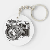 Zwart SLR Fotograaf Camera Fotografie Sleutelhanger (Achterkant)