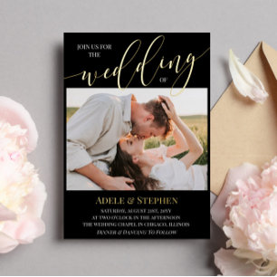 Zwart sluit zich aan bij Amerikaanse Script-foto's Folie Uitnodiging