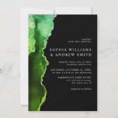 Zwart & Smaragdgroen Trouw Uitnodiging (Voorkant)