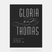 Zwart Smokey Modern Minimalistisch Bruiloft Welkom Acryl Bord (Voorkant)