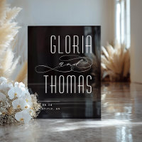 Zwart Smokey Modern Minimalistisch Bruiloft Welkom