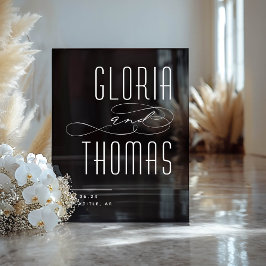 Zwart Smokey Modern Minimalistisch Bruiloft Welkom Acryl Bord