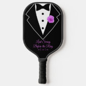 Zwart smoking met lavendelbloem gepersonaliseerd pickleball paddle (Achterkant)