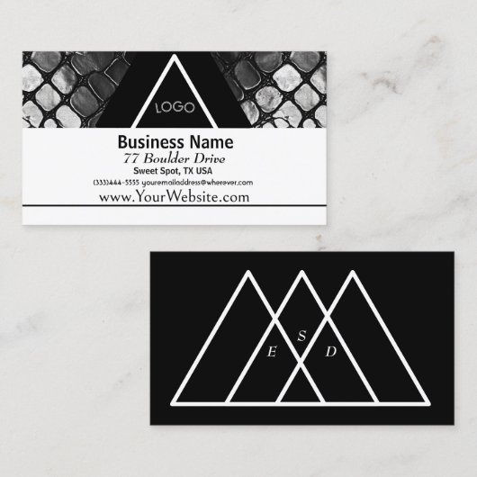 Zwart Snakeskin Print Design Visitekaartje (Voorkant / Achterkant)