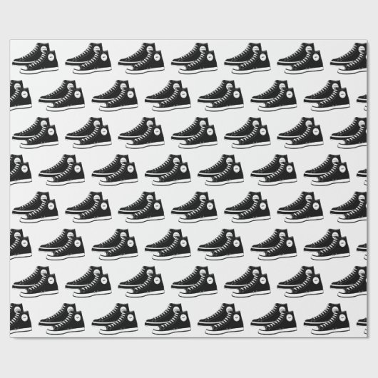 Zwart Sneakers op wit Cadeaupapier (Vlak)