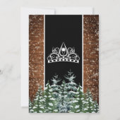 Zwart Sneeuwbos & Houtdennen Tiara Quinceañera Kaart (Achterkant)