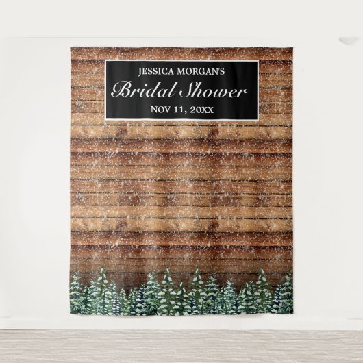 Zwart Sneeuwhout & Bos Vrijgezellenfeest Foto Wandkleed (Voorkant)