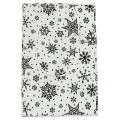 Zwart Sneeuwvlokken Kerst Patroon Medium Gift Bag Medium Cadeauzakje (Voorkant)