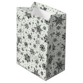 Zwart Sneeuwvlokken Kerst Patroon Medium Gift Bag Medium Cadeauzakje (Achterkant Gekanteld)