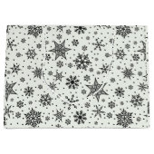 Zwart Sneeuwvlokken Kerstmis Patronen Grote Gift B Groot Cadeauzakje (Voorkant)