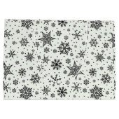 Zwart Sneeuwvlokken Kerstmis Patronen Grote Gift B Groot Cadeauzakje (Achterkant)