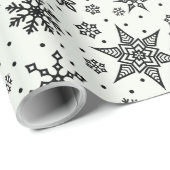 Zwart Sneeuwvlokken Kerstmis Patronen Wrapping Pap Cadeaupapier (Rol Hoek)