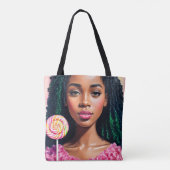 Zwart Snoep Meisje Lollipop Beauty Tote Bag (Achterkant)