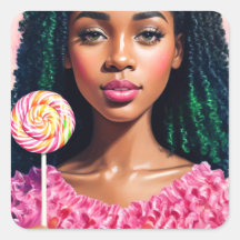 Zwart Snoep Meisje Lollipop Beauty