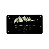 Zwart Snowberry+Eucalyptus Adreslabel Etiket (Voorkant)