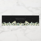 Zwart Snowberry+Eucalyptus Bachelorette/Douche Waterfles Etiket (Enkel label)