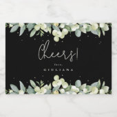 Zwart Snowberry + Eucalyptus Bachelorette Party Mi Likeurfles Etiket (Enkel label)