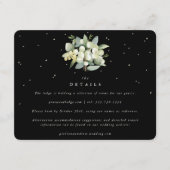 Zwart Snowberry+Eucalyptus Boeket Bruiloft Details Informatiekaartje (Voorkant)
