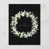Zwart Snowberry+Eucalyptus Garland Bruiloft Detail Informatiekaartje (Achterkant)
