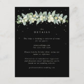 Zwart Snowberry+Eucalyptus Garland Bruiloft Detail Informatiekaartje (Voorkant)