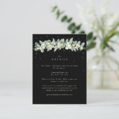 Zwart Snowberry+Eucalyptus Garland Bruiloft Detail Informatiekaartje (Staand voorkant)