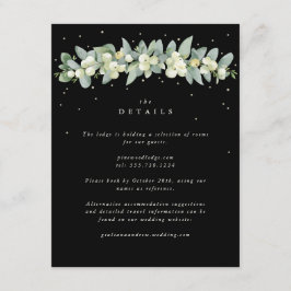 Zwart Snowberry+Eucalyptus Garland Bruiloft Detail Informatiekaartje